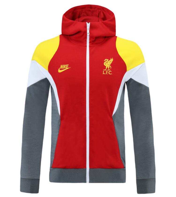 2021/22 Liverpool Grey Red Training Hoodie Jacket